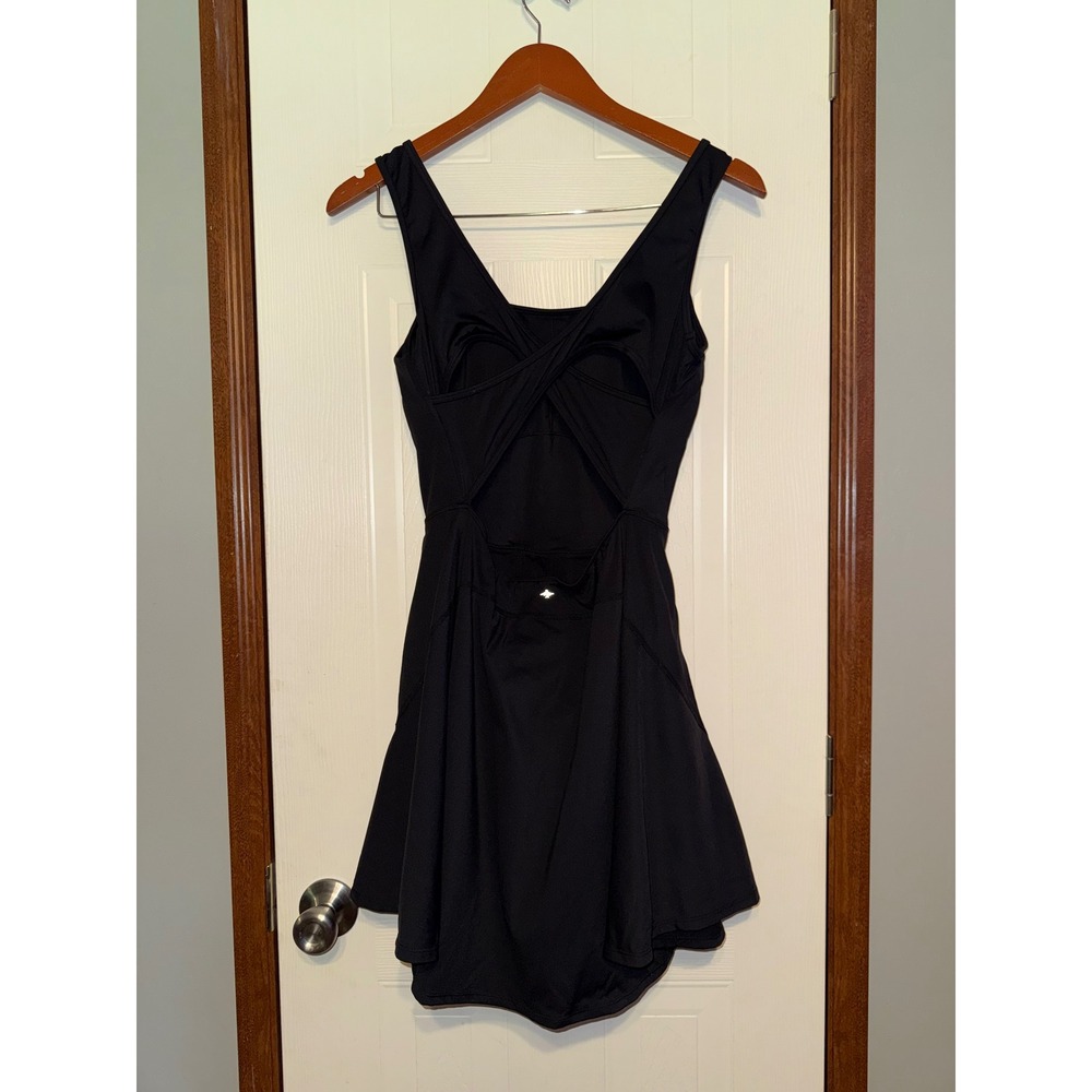 Halara SoftlyZero Airy Square Neck Backless Exercise Dress Black M 02813727 - Picture 4 of 16